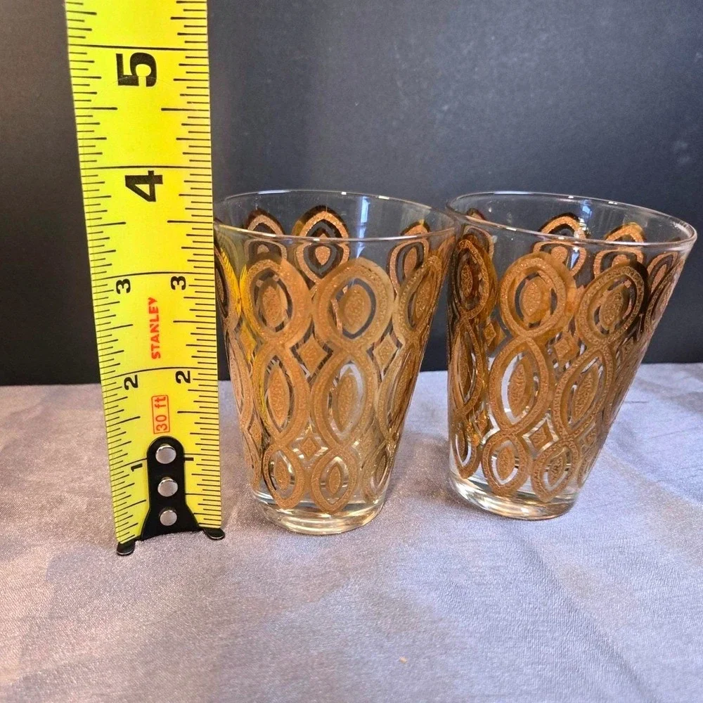 Vintage Culver Hollywood Regency Double Old Fashion Glasses (Set of‎ 2)